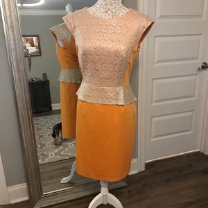 Antonio Melani Size 14 Orange Sheath Dress